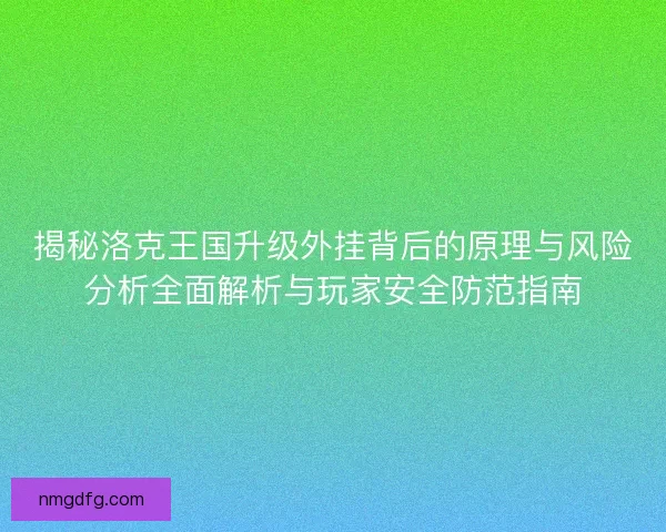 揭秘洛克王国升级外挂背后的原理与风险分析全面解析与玩家安全防范指南