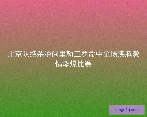 北京队绝杀瞬间里勒三罚命中全场沸腾激情燃爆比赛