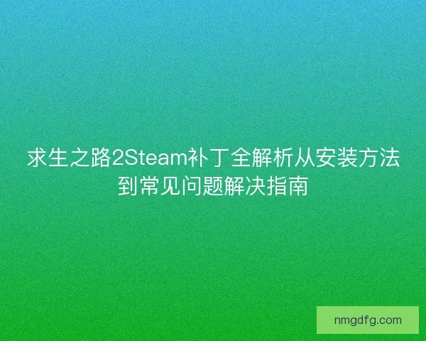 求生之路2Steam补丁全解析从安装方法到常见问题解决指南
