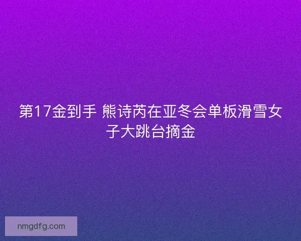 第17金到手 熊诗芮在亚冬会单板滑雪女子大跳台摘金