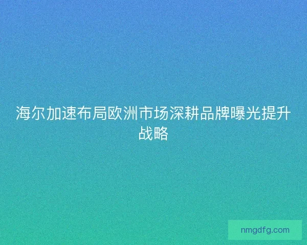 海尔加速布局欧洲市场深耕品牌曝光提升战略